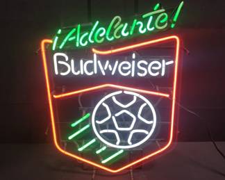 Neon Budweiser beer bar sign