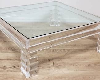 Acrylic coffee table with glass insert