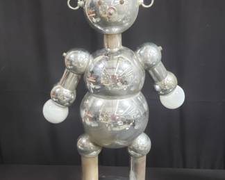 Torino Robot sculpture table lamp working