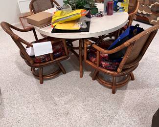 Bamboo table and four bamboo chairs