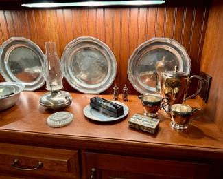 Pewter and silverplate items