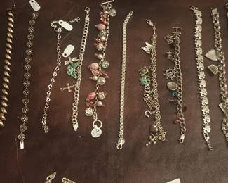 Beautiful silver bracelets and necklaces..