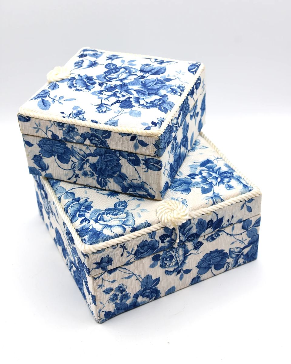 Blue Pattern Nesting Trinket/Jewelry Boxes