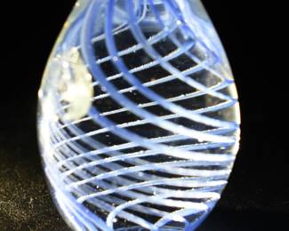 blue swirl glass paperweight
