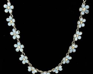 Vintage silver tone floral necklace