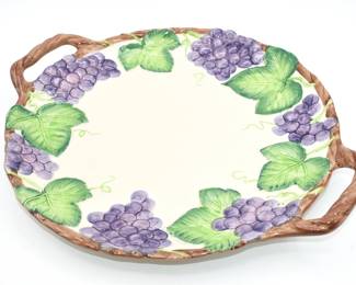 1989 Fitz and Floyd Grape Arbor Handled Chop Plate, Platter, or Serving Tray