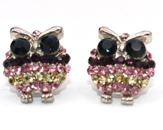 rhinestone owl earrings