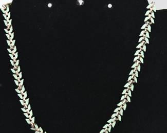silver tone and pale green necklace