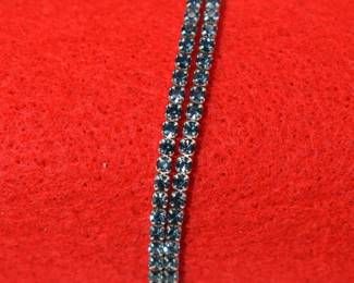 Silver tone blue stone double strand tennis bracelet
