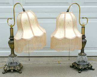 Vintage Victorian Style French Lamp Shades and double light lamps