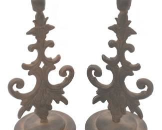 pair of wrought iron candlesticks