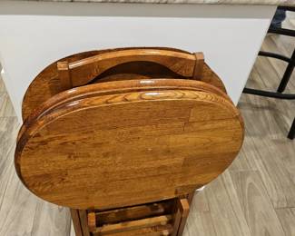 Wood folding tray set