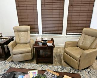 Pair of electric leather recliners