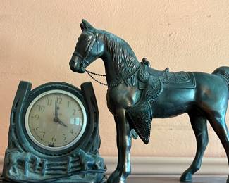 Horse clock statue