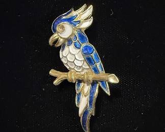 Vintage Trifari Enamel Parrot Brooch