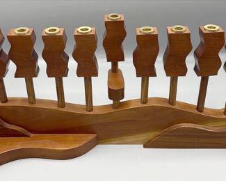 Wood Brass Menorah