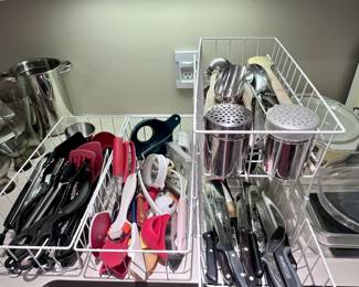 Selections of kitchen gadgets arranged by color/style.