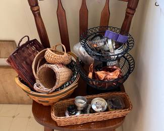 Selection of vintage baskets, molds and cookie cutters.