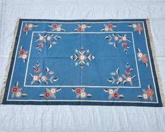 Blue Wool Handmade Flat Weave Rug