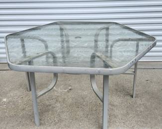 Hexagonal Glass Top Patio Table