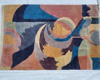 Colorful Sculpted Wool Area Rug