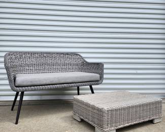 Plastic Woven Bench and Ottoman