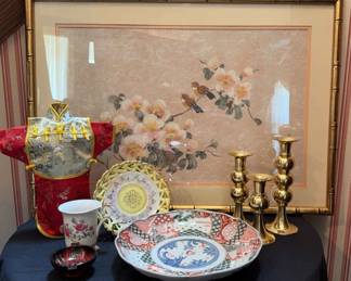 Asian Inspired Decor with Signed Watercolor