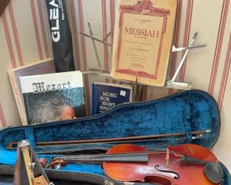CzeckoSlovakian Violin, Metronome, Folding Stands and Music Books