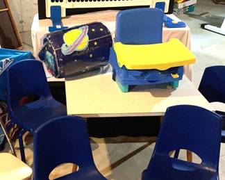 Fire truck Tent, Bed Rail, Sleeping Bag, Table With 5 Chairs, Booster Seat,