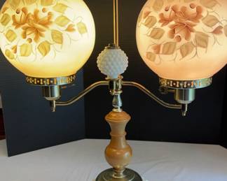 Vintage Milk Glass Hand Painted Lamp
