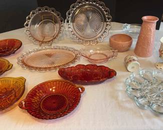 Indiana Glass Killarney 5 Pcs, McCoy Pottery, Anchor Hocking