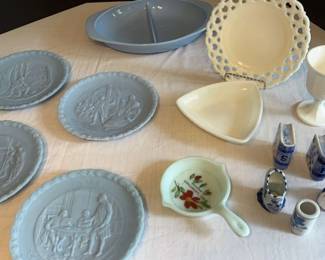Historical Bicentennial Plates, Milk Glass Trio, Pyrex Server
