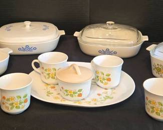 Corningware Sundae And Sugar Set, And Bakeware Set