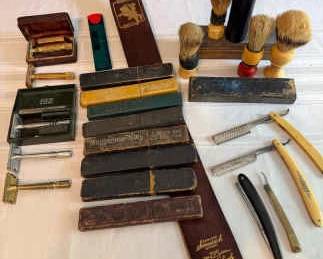 Vintage Strop, Sharpening Stones, Straight Razors, Shaving Brushes, Safety Razors