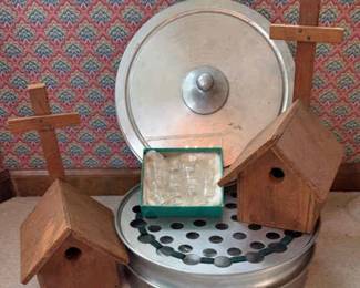 Communion Tray with Glasses and Birdhouses