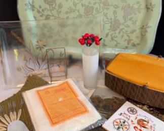 Vintage Trays, Salton Hot Tray, Placemats, Mini Forks and More
