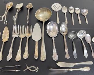 Silver Plated Serving Utensils, Various Patterns