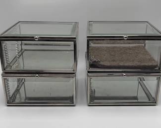 Set Of 4 Glass Jewelry Storage Boxes