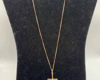 22 14KT Yellow Gold Cable Chain With Golden Cross Pendant
