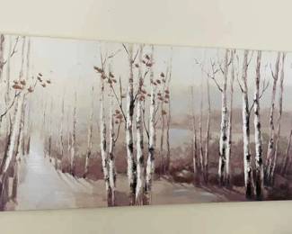 Misty Morning Birch Forest Art Canvas