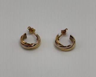 18K Gold Earrings With 14K Gold Butterfly Earring Backings