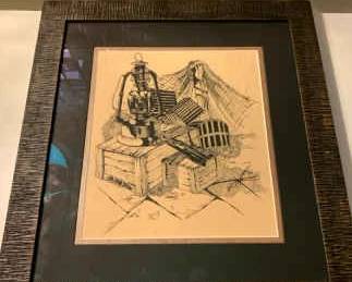 Black white Ship Art