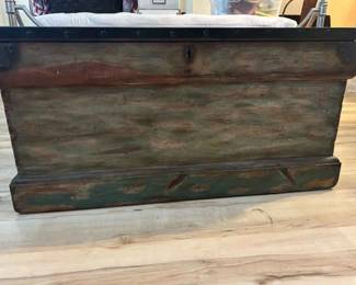 Distressed Painted Wooden Trunk