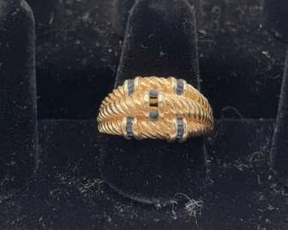 14KT Gold And Dark Blue Gemstone Ring