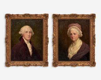 Lot 2: Daniel MacMorris Oil Portraits of George and Martha Washington (1955)