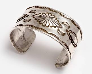 Lot 102: Navajo Cuff Bracelet W/ Traditional Stamped Designs