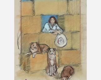 Lot 91: Donna Howell-Sickles "People Who Live In Straw Houses" Mixed Media (2001)