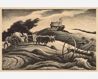 Lot 26: Thomas Hart Benton "New England Farm" Lithograph (1951)