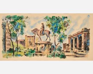 Lot 201: Robert Bailey "Washington Square, KC" Watercolor