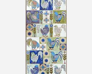 Lot 144: Bertil Jessen for Royal Copenhagen Panel of Faience Bird Tiles